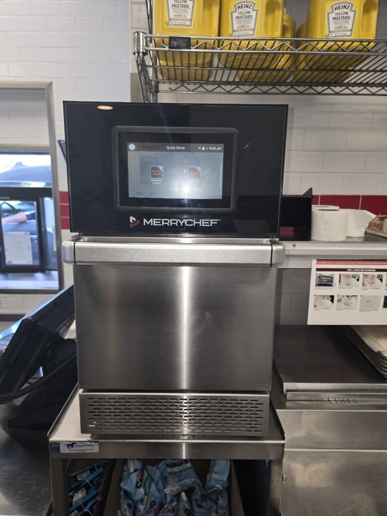 A Merrychef high-speed oven, freshly installed and tested at a customer location.