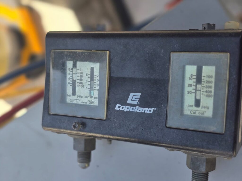 Refrigeration control components inspected during a routine preventive maintenance visit.