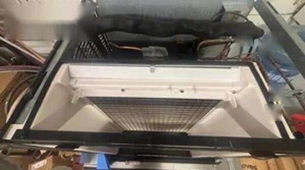 A cleaned evaporator and coil assembly during a real service visit.